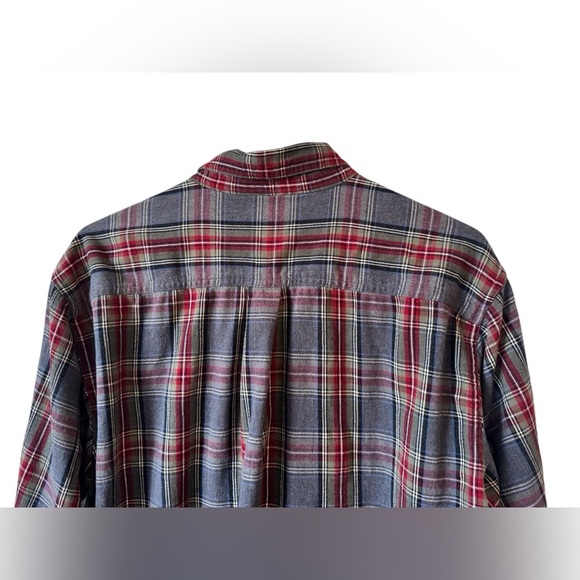 L.L.Bean Scotch Plaid Relaxed Fit Flannel Shirt Grey Button Up Long Sleeve L - Picture 6 of 9